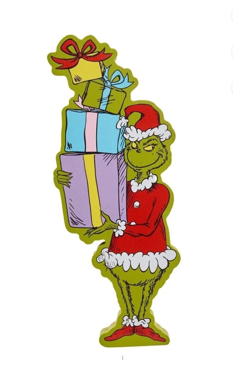 NEW! Dr Seuss The Grinch Christmas Wood Block Holiday Tabletop Wall Decor 10.25"